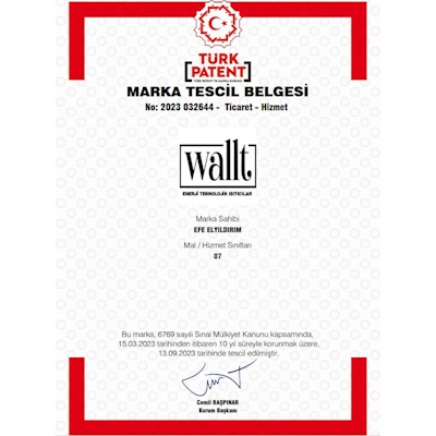 WALLT MARKA TESCİL BELGESİ